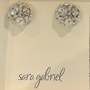 Celeste Pearl and Swarovski crystal stud earrings.
